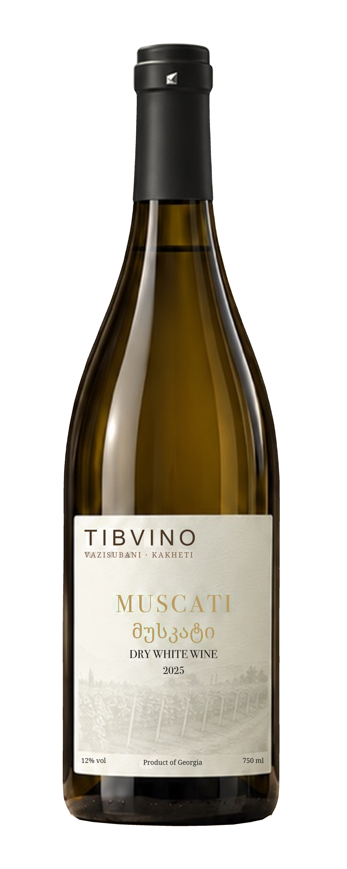 Tibvino Muscati 2025 dry white wine bottle
