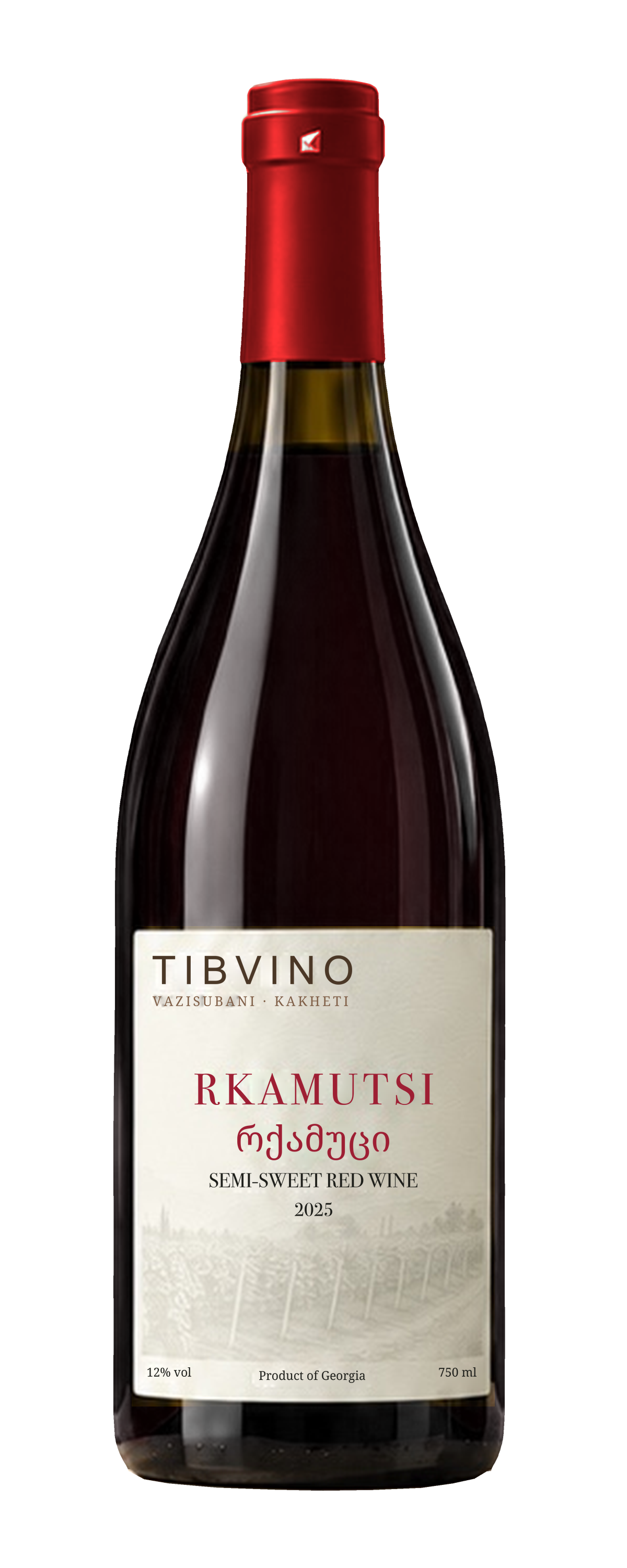 Tibvino Rkamutsi 2025 semi-sweet red wine bottle